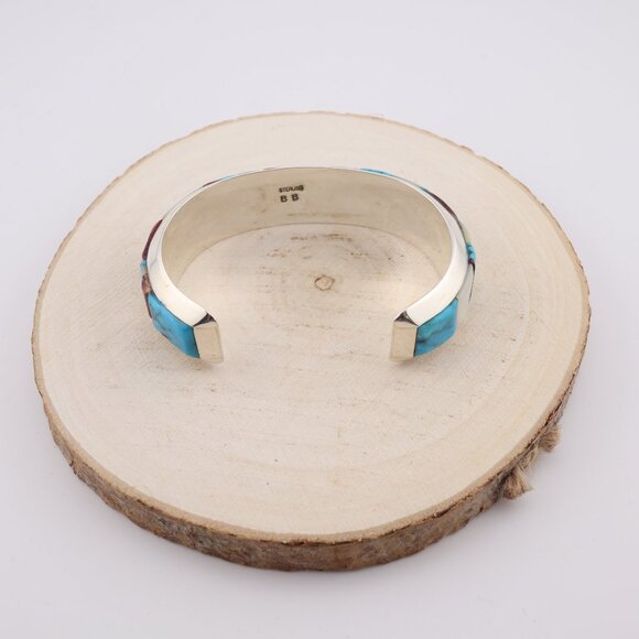 Native American Multi‎ Stones Cuff Bracelet Sterling Silver Signed Sz 6.5 in. ** - Picture 6 of 12